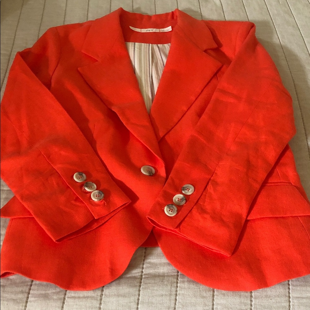 Gibson Womens Linen Red Tailored Blazer